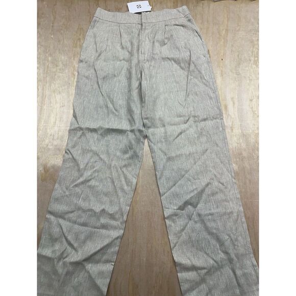 WAYF Women's Devin Wide Leg Linen Trousers Pant in Natural Size Medium NEW Tags - Picture 1 of 7